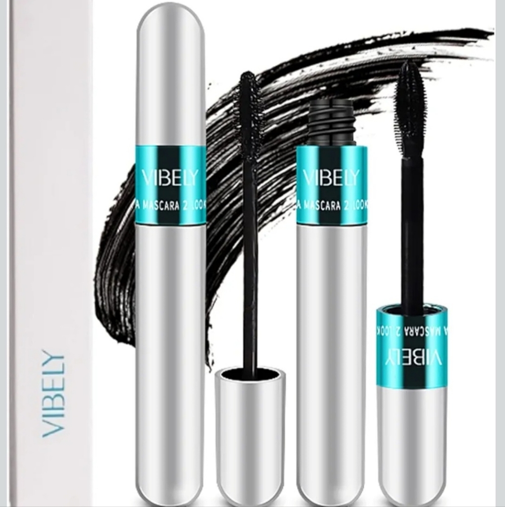2 Pack Of 2 in 1 Fiber Mascara 5x Longer Waterproof Lash-Viral Tik Tock Mascara